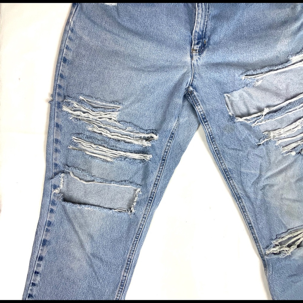 Custom Distressed Vintage Cropped High Waist Denim - image 5
